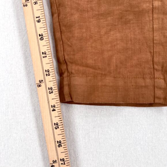 ENZA COSTA French Linen Drawcord Droprise Pants Womens Medium Brown Drop Crotch - Picture 15 of 16